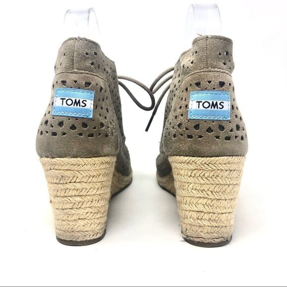 TOMS Perforated Tan Suede Espadrille Desert Boots - Picture 8 of 8